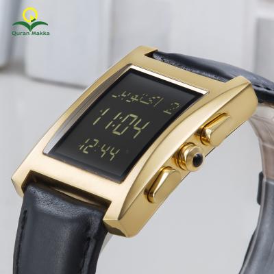 China Alarm Factory Sale Gold Color Muslim Alazan Prayer Watches With Compass And Alarm for sale