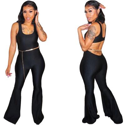 China X07180S QUICK DRY Women Fashion Halter Sexy Backless Sleeveless Black Jumpsuit for sale