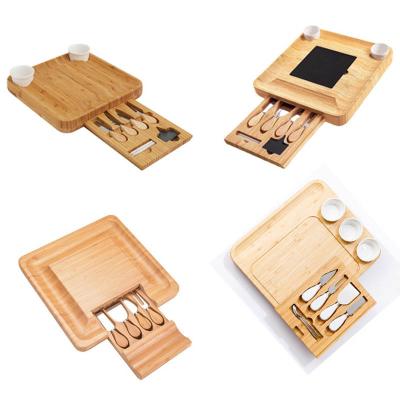 China Sustainable Bamboo Cheese Boar Wooden Square Cutting Board Bamboo Cheese Board Set for sale