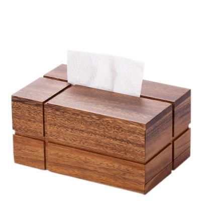 China Contemporary European simple solid wood creative wooden tissue box paper box for sale