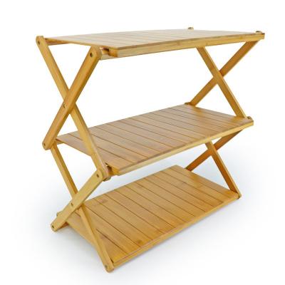 China Adjustable (Other) Customized No Assembly Foldable Designs Living Board Bamboo Wood Shoe Racks For Home for sale