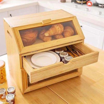 China No Hot Selling Bamboo Bread Box With One Compartment , Roll Top Natural Vintage Bamboo Bread Box for sale