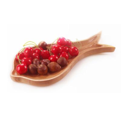 China New Design Fruit Fish Shaped Sustainable Bamboo Flat Tea Dish Wooden Tray for sale