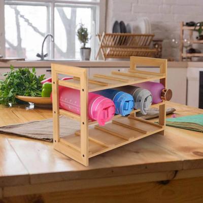 China Freestanding Organizer Stocked Storage Bamboo Holder Bin Holder Water Bottle Holders Cup Holder for sale