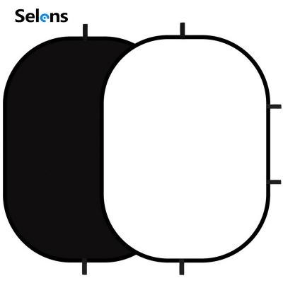 China Selens 150x200cm Polyester Black White Oval Reflector Portable Backdrop 2 In 1 Screen For YouTube Video Studio for sale