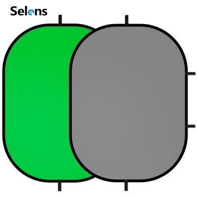 China Selens Green Portable Backdrop 2 150x200cm Gray Polyester Background Polyester Oval Reflector in 1 Screen for YouTube Video Studio for sale