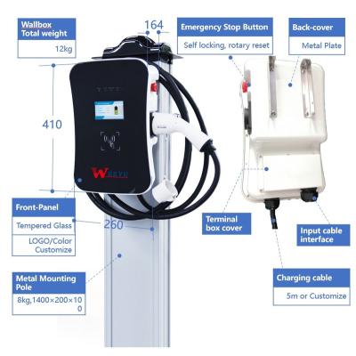 China Wallbox EV Charger Portable EVSE Home Electric Vehicle Charging Station Adjustable Currents 8A 10A 16A 32A 40A à venda