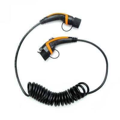 China WEEYU Type 1 to Type 2 EV Charging Cable Plug Sprial Cable 16A 32A zu verkaufen