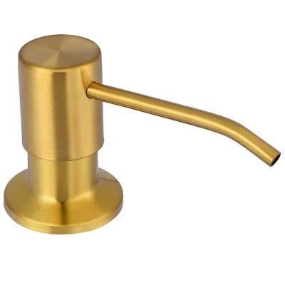 China Modern Brushed Gold Stainless Steel Soap Dispenser Round Stand Luxury Liquid Soap Dispenser For Kitchen Sinks for sale