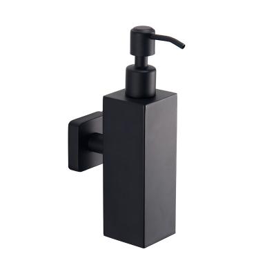 China Wall Mounted 304 Stainless Steel Liquid Soap Dispenser Modern Black Box Bathroom Soap Container Kitchen Sink Shampoo Detergent Bottle for sale