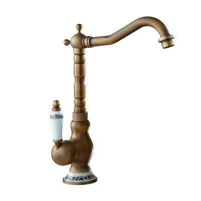 China Sense Faucets Wholesale And Retail Deck Mounted Single Handle Bathroom Sink Mixer Tap Hot Water Antique Brass Face Mixer Tap And Cold for sale