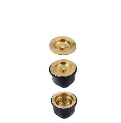 China Modern Brushed Gold Kitchen Drains Stainless Steel Kitchen Accessories Set For Kitchen Sinks for sale