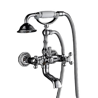 China Wall Mounted Brass Shower Faucet Slide Bar Luxury Crystal Bathroom Shower Set Hand Shower for sale