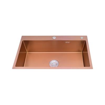 China Without Faucet Rose Gold Stainless Steel Single Bowl Kitchen Sinks Rose Gold Kitchen Sinks Under Mount And Rise for sale