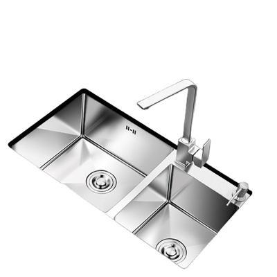 China Without Faucet 4mm Thickness Stainless Steel Hand Sink Double-slot Kitchen Drop-In Kitchen Sink With Drains for sale