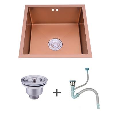 China Without Faucet Kitchen Sink Rose Golden Single Bowl Nano Stainless Steel Kitchen Sinks Undermount And Upmout for sale