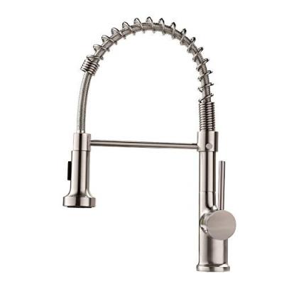 China Thermostatic Faucets Kitchen Faucet With Pull Down Sprayer Handle Commercial Single Lever Spring Brushed Nickel Kitchen Sink Faucet for sale