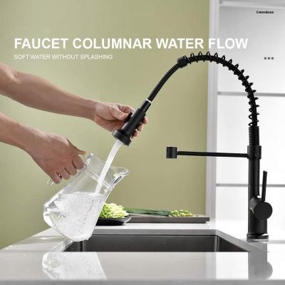 China Thermostatic Faucets Blackout Kitchen Faucet With Pull Down Sprayer Handle Spring Kitchen Sink Lead Free Single Faucet for sale