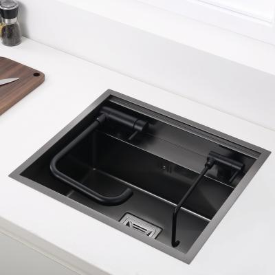 China Without Faucet Hidden Kitchen Black Sink Bowl Bar Stainless Steel Balcony Sink Hidden Black Bar Sink for sale