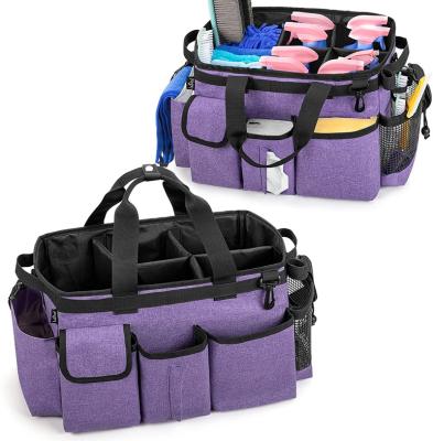 China Portable Craft Bag Cleaning Bag with Divider, Shoulder and Waist Strap, Organizer with Handle Purple for sale