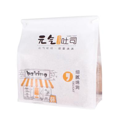 China Custom Large Eight Side Seal Toast Bag Packaging Bag Bread Kraft Paper Window Disposable Treat Bag for sale