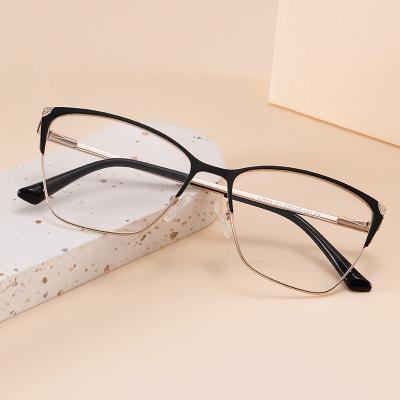 China High Quality Computer Perscription Eye Reading Glass Metal Spectalce Optical Glass Eyewear Blue Light Frames For Women for sale