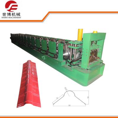 China ShiBo 360mm Ridge Cap Colored Steel Roll Forming Machine Custom Color for sale