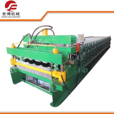 China Double Deck Glazed Tile And IBR Sheet Building Material Metal Roofing Roll Forming Machine 1100-1072 for sale