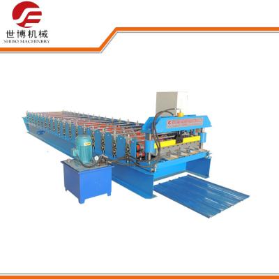 China Hydraulic Aluminium High Rib Trapezoidal Sheet Roll Forming Machine for Construction for sale