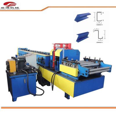 China Blue C Purlin Sheet Metal Roll Forming Machine 80mm Shaft Dia 1.5mm-3.2mm Thickness for sale