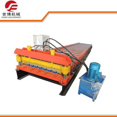 China Metal Decking Floor Trapezoid Sheet Cold Roll Forming Machine PLC Control Style for sale