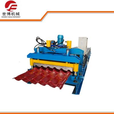 China 1100 Aluminum Glazed Tile Roll Forming Machine Automatically 10-12MPa Hydraulic Pressure for sale