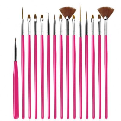 China Metal/15PCS Silicone Gel Nail Design Nylon UV Nail Brush Line Drawing Painting Dotting Nail Art Brushes Brush Tool Material Nylon for sale