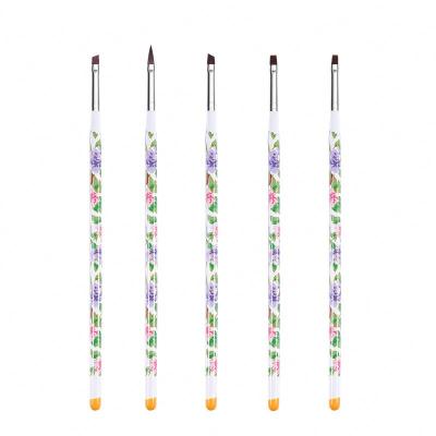 China Metal / Nylon Brush Pen Double Ended Dotting Tools Dot Drill Drawing Art Liner Brushes Silicone 5 Pcs Nail Art Set for sale