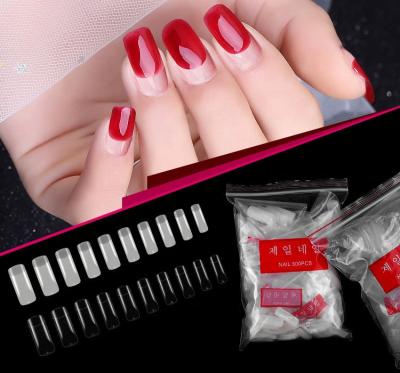 China Hot Selling French Half Square Nail Tips Cover Nail Tip Tapered Artificial Nails 500 Square for sale