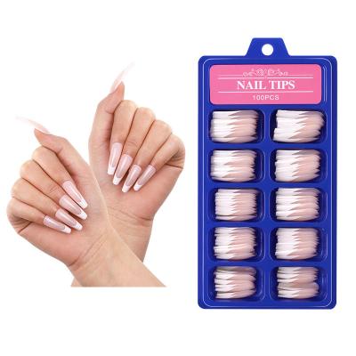 China Hot Sale 100 Pcs Design Candy Box Color Long False Coffin Nails Acrylic Nail Tips For Nail Salon for sale