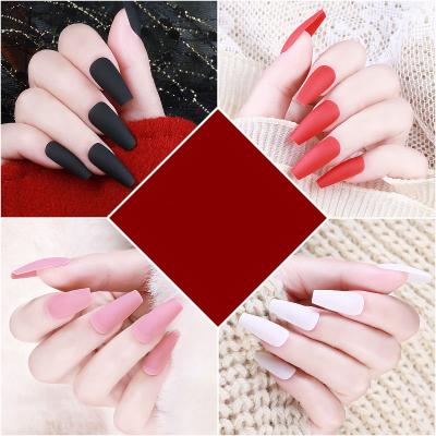 China Awesome Long Design Coffin Press On Matte Ballerina Nail Tips Artificial Custom Fake Nails Luxury Fake Nails for sale