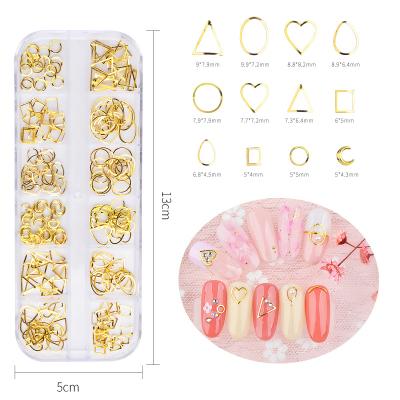 China 3D Nail Beauty Products Metal Charms DIY Nail Art Decals Studs Metallic Nail Art Accessories For Girl Hollowed Nail Art Women Stickers for sale