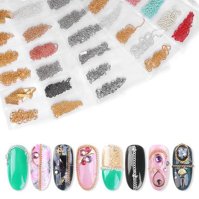 China Nail Accessory Art Stickers Decals Chains Ornaments Metal Nail Art Chains Metallic 3D Nail Beauty Products For Manicure Design for sale