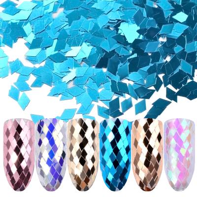 China Candy Color 6Boxes Nail Glitter Holographic Glitter Flakes Nail Foil Decals Shining 3D Paillette Rhombic Glitter for sale