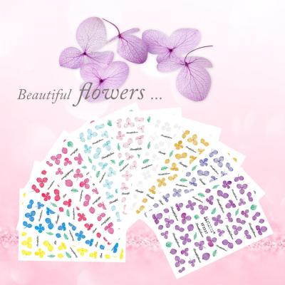 China 14 (Japanese) Style Flower Nail Stickers Preserved Flower 3D Dry Nail Nail Art Stickers Wrap Sticker Decals for sale