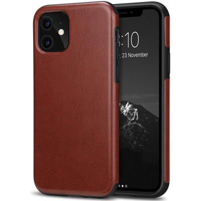 China Luxury Injection TPU+Premium Leather Laudtec Compatible With iPhone 11 Case Injection TPU Black Premium Leather Case for sale