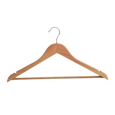 China Modern Wholesale Customized Flat Wooden Coat Hanger Factory Household Anti-Slip Hospitality Ware Shoulder Clothes for Store Supermarket for sale