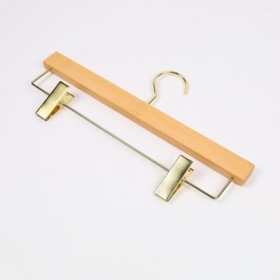 China China Manufacture CLASSIC Hook Wood Skirt Pant Hanger For Clothes Wood Pants Clip Hanger Slip-Resistant for sale