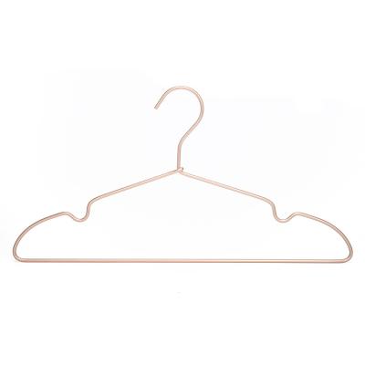 China Viable wholesale rose metal gold aluminum hanger for coat clothing storage with lightweight hardware and simple design hanger for sale