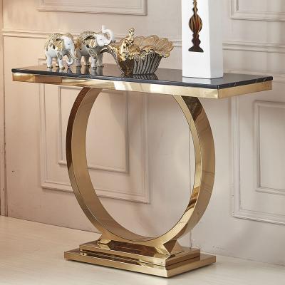 China Other Long Hallway Console Table Decorative Single Black Gold Marble Top Metal Base Console Table For Living for sale