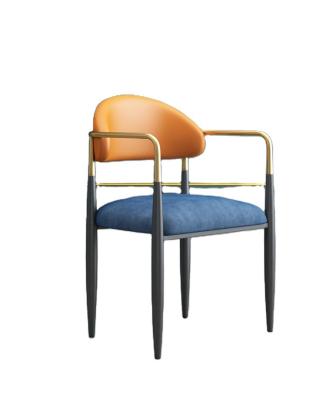 China CY0106 Modern High Grade Comfortable Dining Chair Shaped Blue Leisure Metal Chair for sale