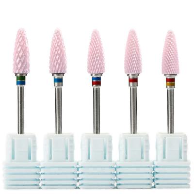 China Wholesale Eco-friendly Personal Care Polishing Nail Tools Ceramic Pink Electric Nail Drill Bit For Nail Drill Machine for sale