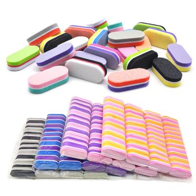 China The Nail Factory Mini Nail File Sponge 100/180 Mix Color Sandpaper Nail Buffer For Manicure Polishing EVA Nail File Oval Sponge for sale