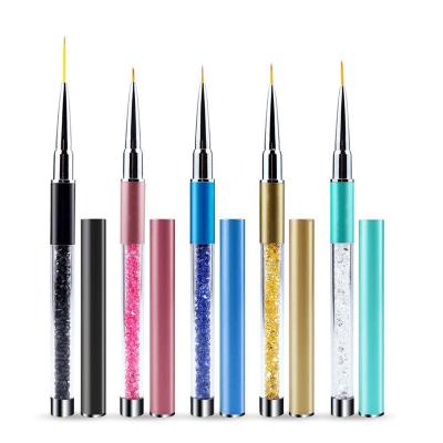 China Easy Apply Stock Available 5pcs Set Rhinestone Handle Nail Art DIY Painting Flower Nail Liner Set Brush for sale